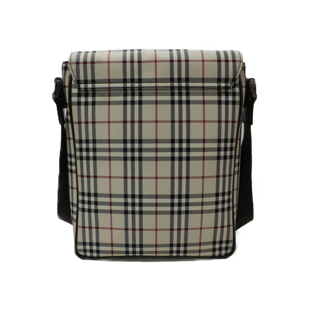 BURBERRY Leather Shoulder Bag Beige Tan Dark Brown Black Check - Picture 4 of 7